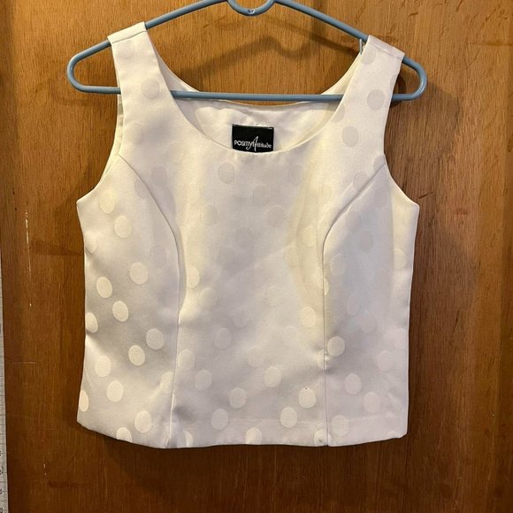 🐻Size 6 - Positive Attitudes - White w/Dot Texture Sleeveless Shell - Picture 1 of 7